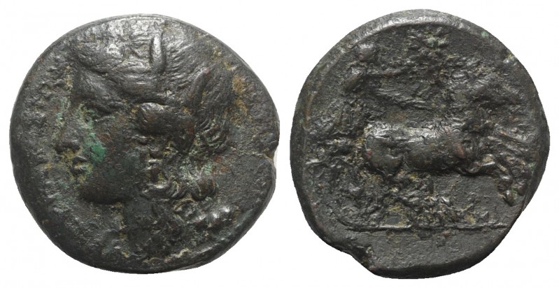 Sicily, Syracuse. Hiketas II (287-278 BC). Æ (23mm, 10.77g, 1h), c. 287-283. Wre...