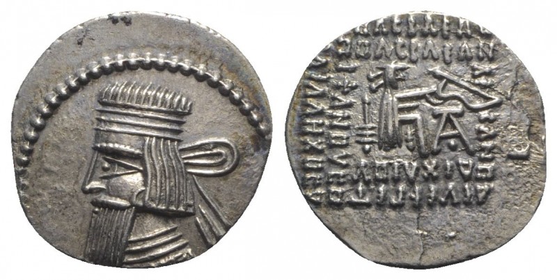 Kings of Parthia, Artabanos V (c. AD 80-90). AR Drachm (20mm, 3.83g, 12h). Ekbat...