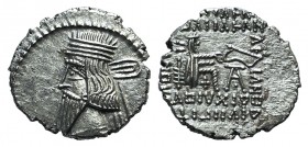 Kings of Parthia, Vologases III (c. AD 105-147). AR Drachm (20mm, 3.14g, 12h). Ekbatana. Diademed bust l. R/ Archer (Arsakes I) seated r. on throne, h...