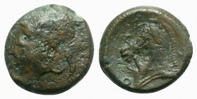 Anonymous, Rome, c. 260 BC. Æ (17mm, 5.31g, 9h). Helmeted head of Minerva l. R/ Horse’s head l. Crawford 17/1c; HNItaly 278; RBW 18. Fine