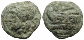 Anonymous, Rome, c. 225-217 BC. Cast Æ Semis (44mm, 67.88g, 12g). Laureate head of Saturn l. R/ Prow of galley l. Vecchi ICC, 94; Crawford 38/2; RBW 9...