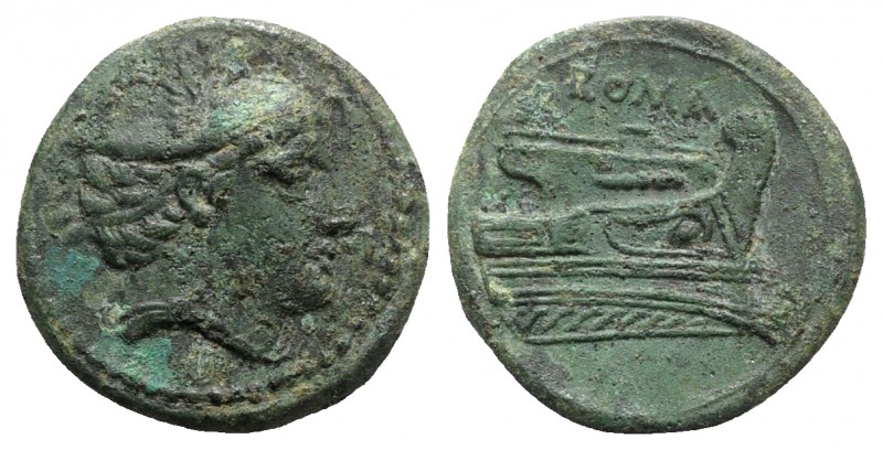 Anonymous, Rome, 217-215 BC. Æ Semuncia (21mm, 7.10g, 12h). Head of Mercury r., ...
