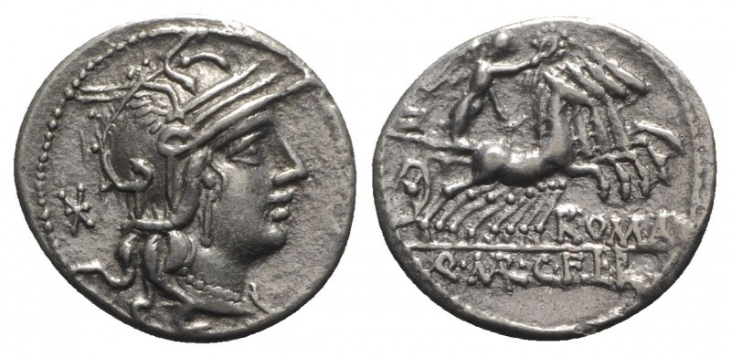 Q. Marcius, C. Fabius, and L. Roscius, Rome, 118-117 BC. AR Denarius (20mm, 3.86...