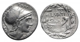 Q. Lutatius Cerco, Rome, 109-108 BC. AR Denarius (18.5mm, 3.96g, 7h). Helmeted head of Roma (or Mars) r. R/ Galley r. with head of Roma on prow; all w...