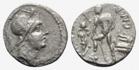 C. Malleolus C.f., Rome, 118 BC. AR Denarius (18mm, 3.66g, 12h). Helmeted head of Mars r., feather on helmet; malleolus above. R/ Warrior standing l.,...