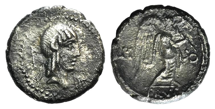 L. Calpurnius Piso Frugi, Rome, 90 BC. AR Quinarius (14mm, 2.01g, 12h). Laureate...