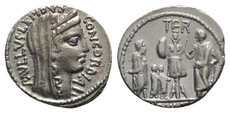 L. Aemilius Lepidus Paullus, Rome, 62 BC. AR Denarius (18mm, 3.89g, 6h). Veiled ...