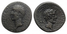 Octavian and Zenodoros, tetrarch (31/0 BC). Coele-Syria, Chalkis. Æ (21mm, 6.60g, 12h). Bare head of Octavian r. R/ Bare head of Zenodoros l. RPC I 47...