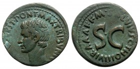 Augustus (27 BC-AD 14). Æ As (28mm, 11.40g, 6h). Rome; M. Salvius Otho, moneyer, 7 BC. Bare head l. R/ Legend around large S • C. RIC I 432. Green pat...