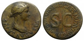 Julia Augusta (Livia, Augusta, AD 14-29). Æ Dupondius (28mm, 14.68g, 12h). Rome, AD 22-3. Diademed and draped bust of Justitia r. R/ Legend around lar...