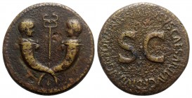 Tiberius and Germanicus Gemellus (19-37/8 and 19-23/4, respectively). Æ Sestertius (34.5mm, 26.11g, 6h). Rome, 22-3. Crossed cornucopia, each surmount...