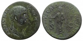 Antonia Minor (Augusta, AD 37 and 41). Æ Dupondius (29mm, 13.21g, 6h). Rome, AD 41-2. Draped bust r. R/ Claudius standing l., holding simpulum and vol...