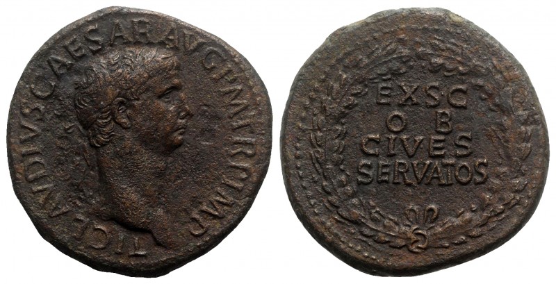 Claudius (41-54). Æ Sestertius (37mm, 28.00g, 6h). Rome, 41-2. Laureate head r. ...