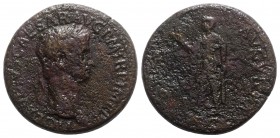 Claudius (41-54). Æ Sestertius (35mm, 24.74g, 6h). Rome, 41-2. Laureate head r. R/ Spes advancing l., holding flower and raising hem of skirt. RIC I 9...