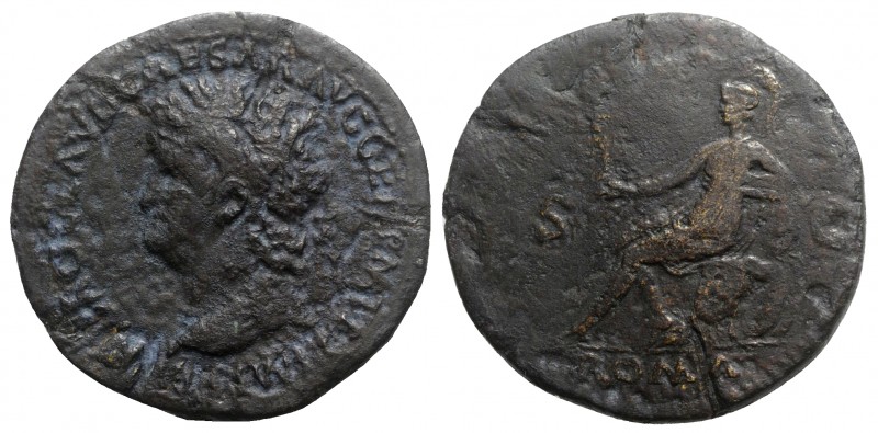 Nero (54-68). Æ Sestertius (36mm, 24.38g, 6h). Rome, c. AD 65. Laureate head l. ...