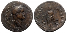 Galba (68-69). Æ Sestertius (34mm, 22.14g, 6h). Rome, c. October AD 68. Laureate and draped bust r. R/ Libertas standing l., holding pileus and sceptr...