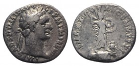 Domitian (81-96). AR Denarius (18mm, 3.14g, 6h). Rome, AD 92. Laureate head r. R/ Minerva standing r. on capital of rostral column, brandishing javeli...