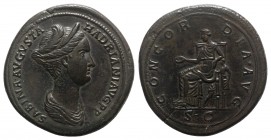 Sabina (Augusta, 128-136/7). Æ Sestertius (34mm, 25.18g, 6h). Rome, c. 128-134. Draped bust r. and diademed. R/ Concordia seated l., holding patera; c...