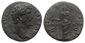 Aelius (Caesar, 136-138). Æ As (25mm, 9.27g, 6h). Rome. Bare head r. R/ Pannonia standing l., holding vexillum and gathering up dress. RIC II 1071 (Ha...