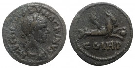 Macrinus (217-218). Mysia, Parium. Æ (23mm, 5.80g, 7h). Laureate, draped and cuirassed bust r. R/ Capricorn r., with globe between hooves and cornucop...