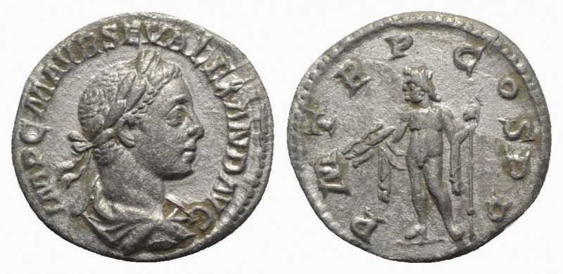 Severus Alexander (222-235). AR Denarius (18mm, 2.41g, 6h). Rome, AD 222. Laurea...