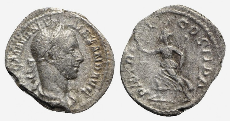 Severus Alexander (222-235). AR Denarius (19mm, 1.74g, 12h). Rome, AD 227. Laure...