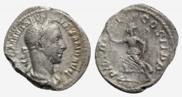 Severus Alexander (222-235). AR Denarius (19mm, 1.74g, 12h). Rome, AD 227. Laureate, draped and cuirassed bust r. R/ Pax advancing l., holding sceptre...