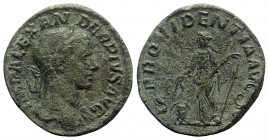 Severus Alexander (222-235). Æ Sestertius (30mm, 17.87g, 12h). Rome, AD 231. Laureate bust r., slight drapery. R/ Providentia standing l., holding gra...