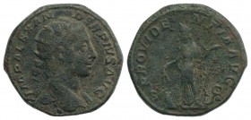 Severus Alexander (222-235). Æ Dupondius (25mm, 10.31g, 12h). Rome. Radiate bust r., with slight drapery. R/ Providentia standing l., holding corn-ear...