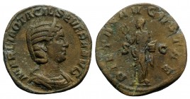 Otacilia Severa (Augusta, 244-249). Æ Sestertius (29mm, 17.38g, 1h). Rome, AD 249. Draped bust r., wearing stephane. R/ Pietas standing l., raising ha...