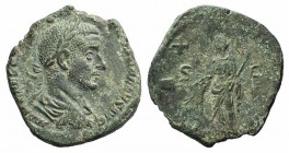 Trebonianus Gallus (251-253). Æ Sestertius (28mm, 12.41g, 6h). Rome, AD 251. Laureate, draped and cuirassed bust r. R/ Pax standing l., holding branch...