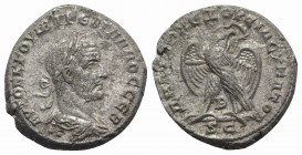 Trebonianus Gallus (251-253). Antioch. BI Tetradrachm (26mm, 11.38g, 6h), AD 251. Laureate, draped and cuirassed bust r.; two pellets below. R/ Eagle ...