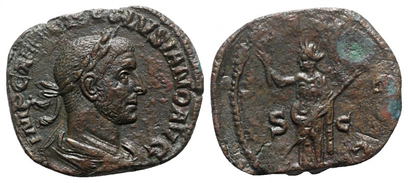Volusian (251-253). Æ Sestertius (30mm, 17.90g, 6h). Rome, AD 252. Laureate, dra...