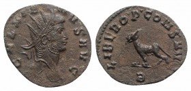 Gallienus (253-268). Antoninianus (20mm, 2.79g, 11h). Rome, 267-8. Radiate r. R/ Panther standing l.; B. RIC V 230; MIR 713b; RSC 586. VF