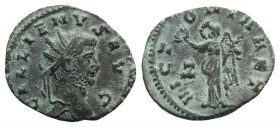 Gallienus (253-268). AR Antoninianus (21mm, 3.52g, 6h). Rome, 265-7. Radiate head r. R/ Victory standing l., holding wreath and palm branch; Z in l. f...