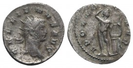 Gallienus (253-268). Antoninianus (20.5mm, 3.17g, 1h). Mediolanum, AD 264. Radiate head r. R/ Apollo standing facing, head r., raising r. hand to head...
