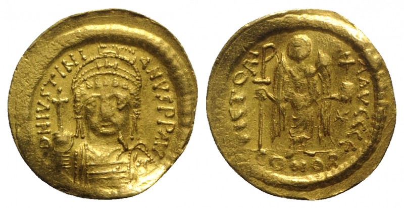 Justinian I (527-565). AV Solidus (21mm, 4.33g, 6h). Constantinople, 545-565. He...