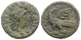 Ostrogoths. Theoderic (493-526). Æ 40 Nummi (22.5mm, 8.64g, 1h). Rome. Helmeted and draped bust of Roma r. R/ Eagle standing l. on ground line, head r...