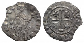 Crusaders, Lusignan Kingdom of Cyprus. Henry II (1285-1324). AR Gros (25mm, 4.20g, 11h). Nicosia. Henry seated facing on throne decorated with lions, ...