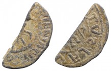 Italy, Mileto. Ruggero I ? (1071-1101). PB Bulla (34mm, 11.64g). Horseman. R/ Figure standing r.(?). Thesaurus p.86, no. 7. Fragmentary