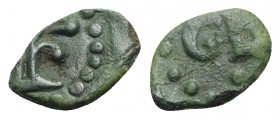 Italy, Salerno. Guglielmo I (1154-1166). Æ Follaro Fraction (10mm, 0.68g). Plant or tree. R/ G R[X]. Cappelli 210; Bellizia 232. Rare, green patina, a...