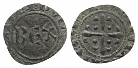 Italy, Sicily, Messina or Brindisi. Carlo I d’Angiò (1266-1282). BI Double Denaro (15mm, 0.50g). REX / Cross. Spahr 45. Very Rare, Good VF