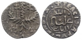 Italy, Sicily, Palermo. Guglielmo II (1166-1189). AR Terzo di Apuliense (13mm, 0.67g). W Rx, Palm. R/ Cufic legend. Spahr 112; MIR 440. Scarce, Good V...