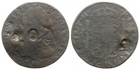 Mexico, Carlos III (1759-1788). Plated 8 Reales, uncertain year (38mm, 19.32g, 12h). Contemporary imitation, with countermaks, Fine