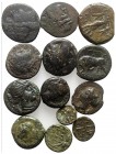Lot of 13 Greek Æ coins, including Magna Graecia, Sardinia and Sicily. Lot sold as is, no return