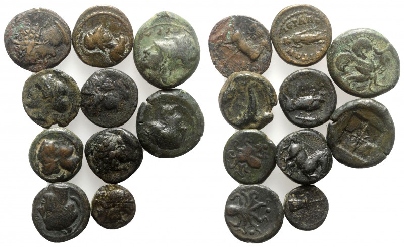 Lot of 10 Greek Æ coins, including Sicily (9) and Hierapolis (Phrygia). Lot sold...