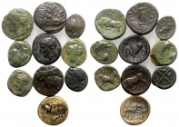 Lot of 10 Greek and Roman Provincial Æ coins, including Sicily (9) and Magnesia ad Maeandrum (Augustus Rare issue, cf. RPC I 2690). Lot sold as is, no...