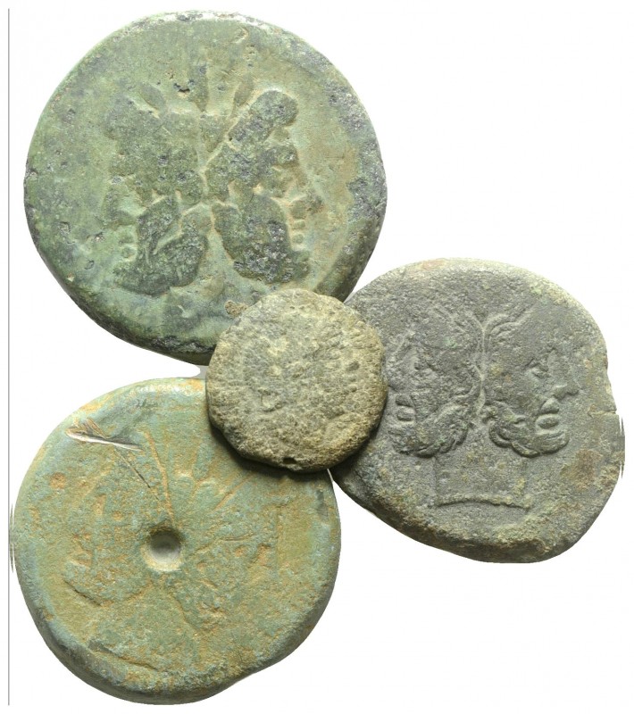 Lot of 4 Roman Republican Æ coins, including 3 Asses and one Uncia. Lot sold as ...