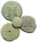 Lot of 4 Roman Republican Æ coins, including 3 Asses and one Uncia. Lot sold as is, no return