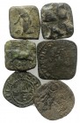 Mixed lot, including 3 Roman Æ Tesserae and 3 Medieval Æ-BI coins, to be catalog. Lot sold as is, no return